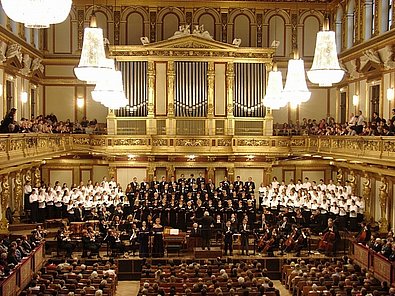 Orchester vor Publikum im Goldenen Saal