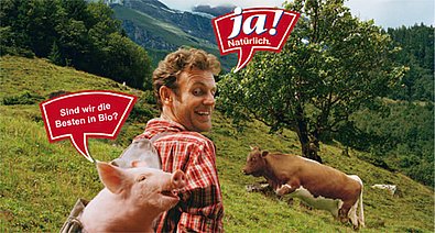 Billa ja! Natürlich Bauer und Schwein