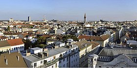 Panoramabild von den Dächern Wiens aus dem 6. Gemeindebezirk vom Flakturm im Esterhazypark.