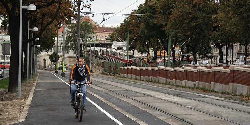 Ein Mann auf seinem Rad am Gürtelradweg