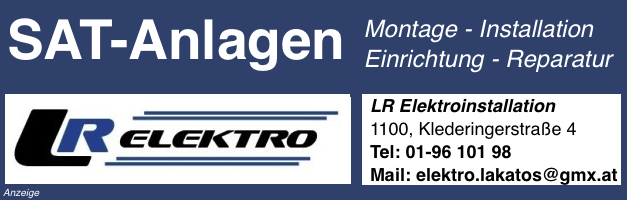 Logo und Angebot von LR Elektroinstallationen für SAT Anlagen