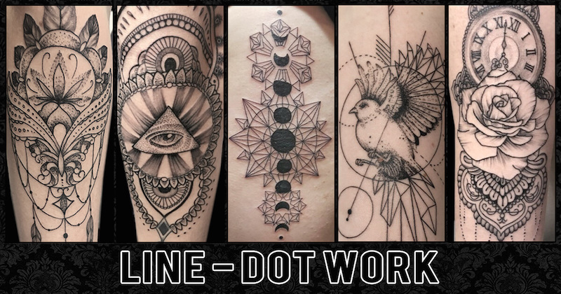 Linientatoo und Punkt Tattoo